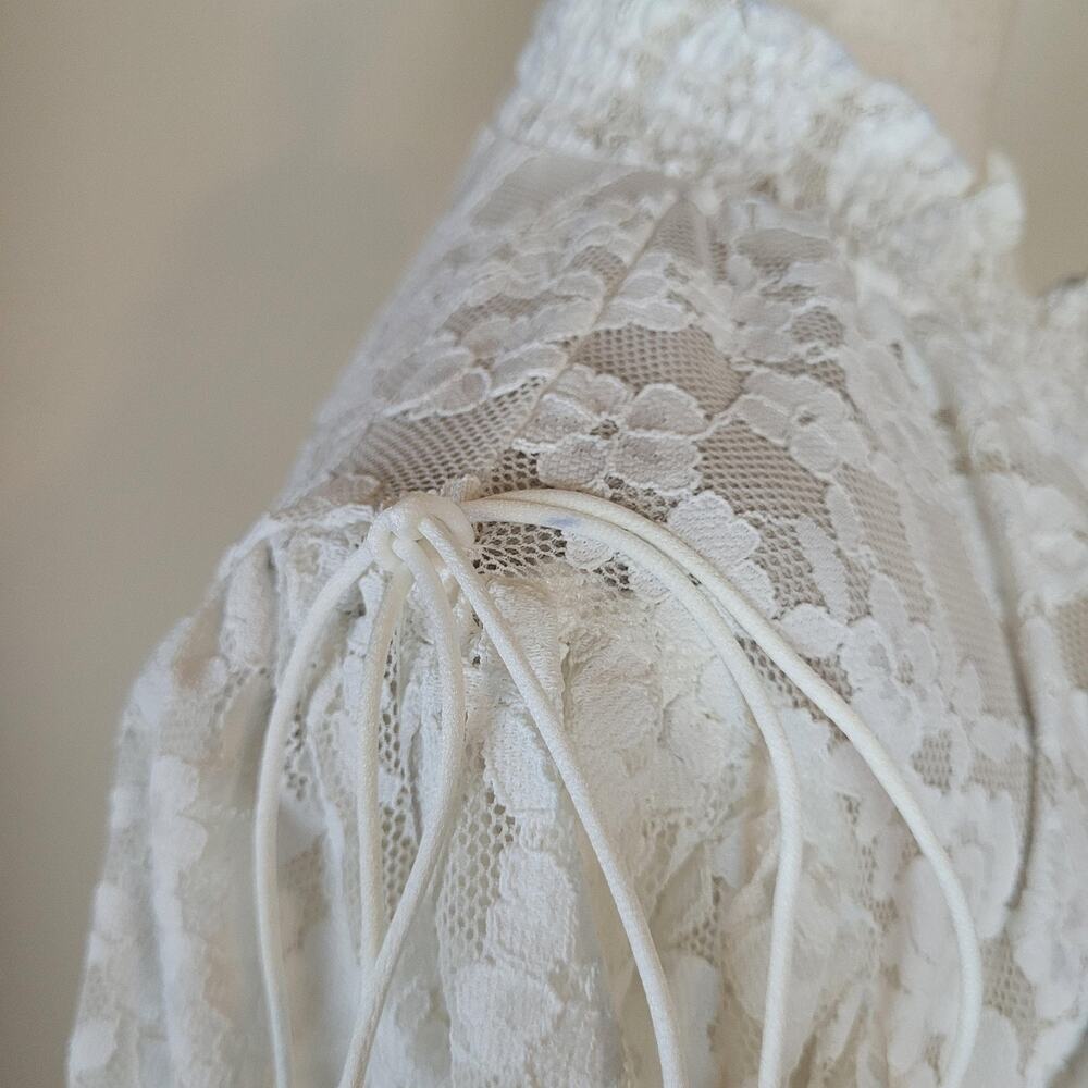 For Love & Lemons White Lace Peasant Blouse - Picture 12 of 13